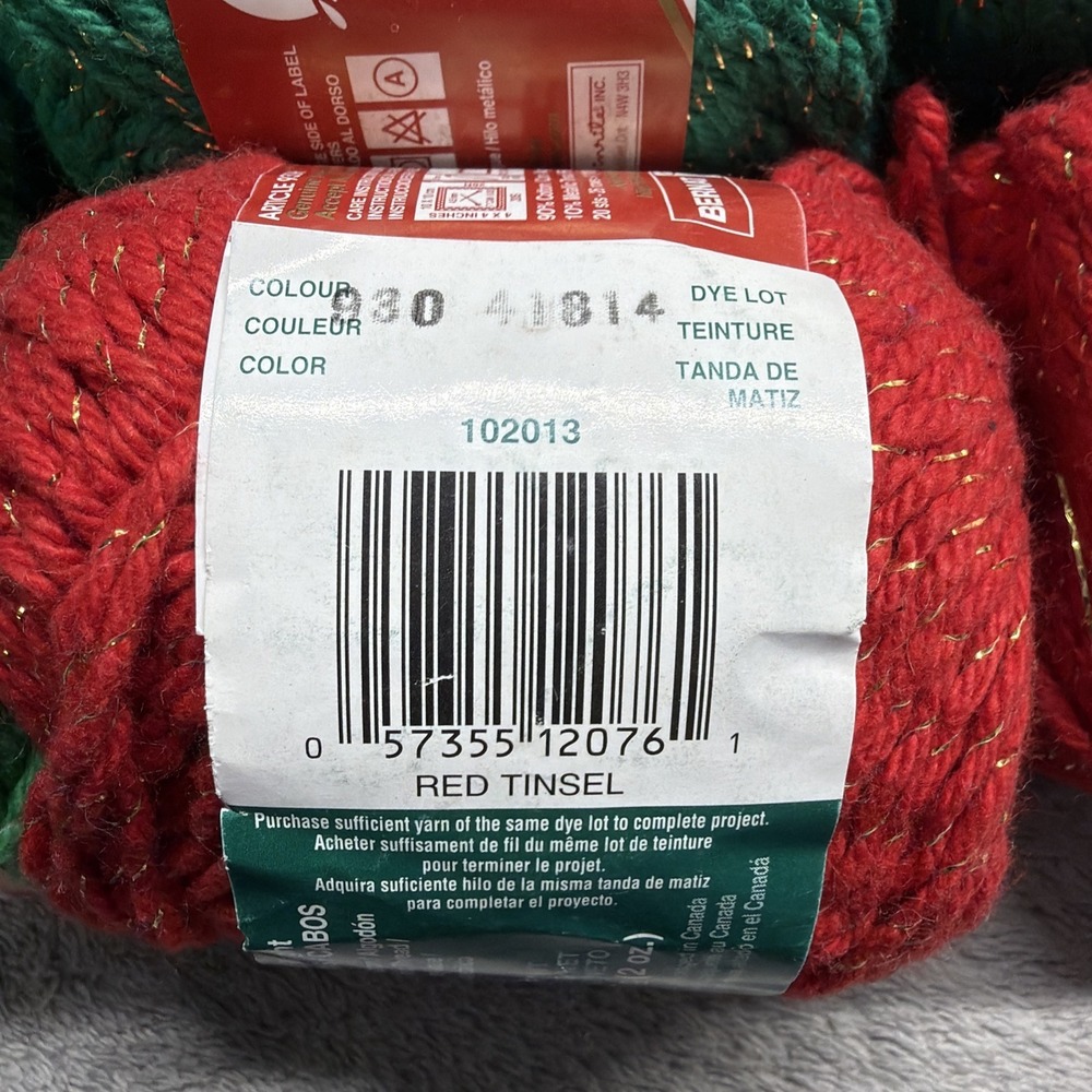 12 Skeins Lily Sugar'n Cream Christmas Sparkle Holiday Yarn Craft Red Green VTG - Picture 5 of 13